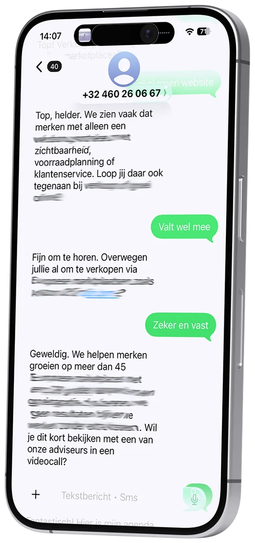 Voorbeeld van een SMS-gesprek van de Phoenix Agent